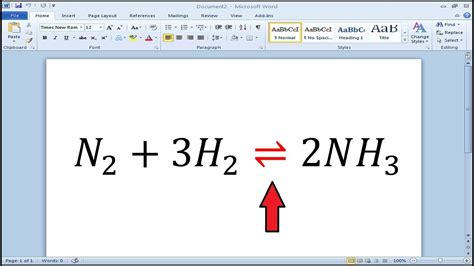 How to write Reversible Reaction Arrow Symbol in Word - YouTube