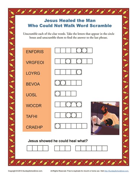 Jesus Healed the Paralytic Word Scramble | Jesus heals, Bible ...