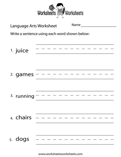 Free Printable Language Arts Worksheets For 1st Grade - Worksheet Now