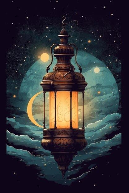 Premium Photo | An oldfashioned lantern in the night sky in front of ...