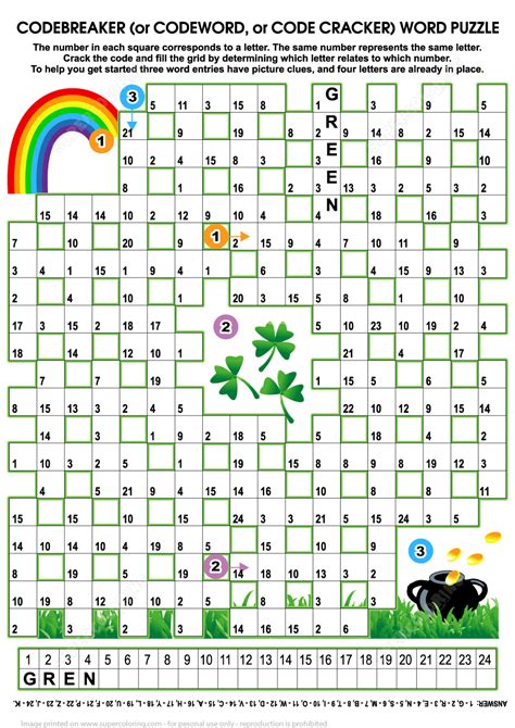 St. Patricks Day Codebreaker Word Puzzle | Free Printable Puzzle Games