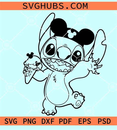 Stitch Disneyland Snacks SVG, Stich with Mickey ears SVG, Stitch Disney SVG