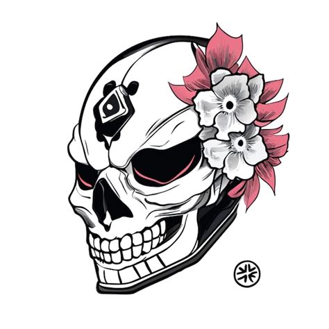 Premium Vector | Japanese skull tattoo front view sketching vector ...