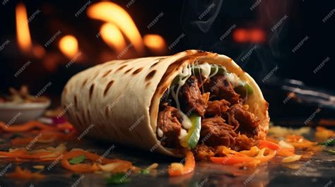 Premium AI Image | Delicious juicy grilled shawarma kebab meat and ...