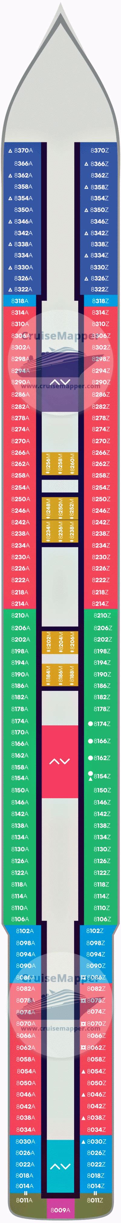 Valiant Lady deck 8 plan | CruiseMapper