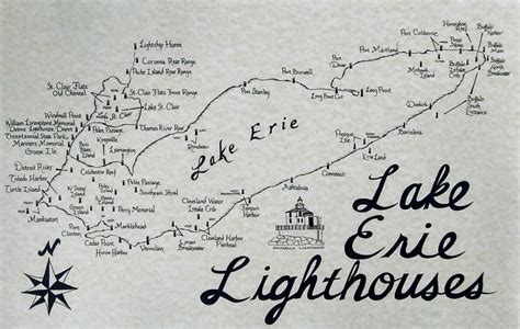 Lake Erie Lighthouses Map | Etsy