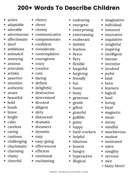 Describing Words For Kids