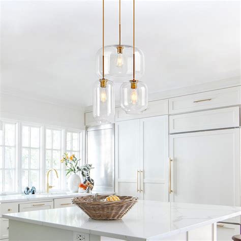 Brass Finish Mid-Century Glass Pendant Light Fixture | Chandelierias