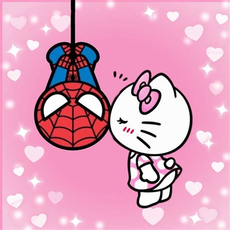 Spider-Man & Hello Kitty Kissing | Pegatinas bonitas, Arte de hello ...