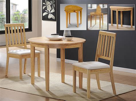 Round Wooden Dining Table and 2 Chairs - Homegenies