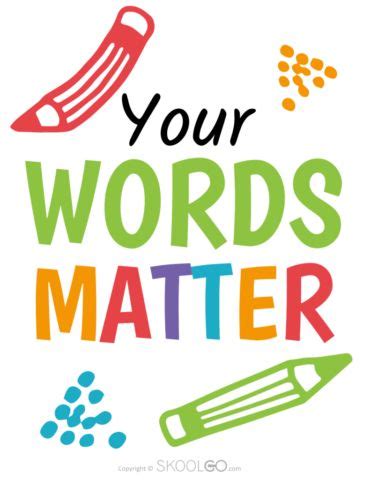 Your Words Matter - Free Classroom Poster - SKOOLGO | Words matter ...