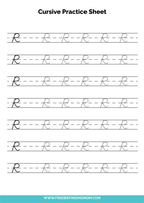 Free Printable Cursive Alphabet Practice Sheets: Capital R