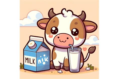 cute funny cow with milk By dianaxstoyanova | TheHungryJPEG