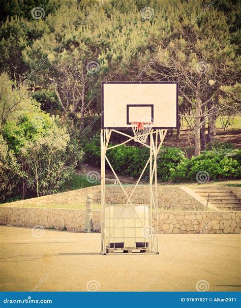 Basketball Hoop in a Vintage Playground Stock Image - Image of ...