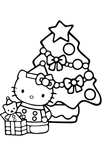 Hello Kitty Christmas coloring page | Free Printable Coloring Pages