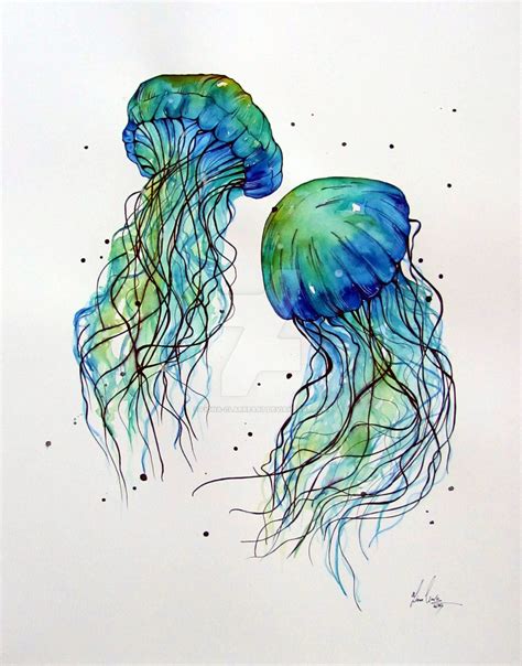 Jellyfish art, Watercolor jellyfish, Jellyfish painting