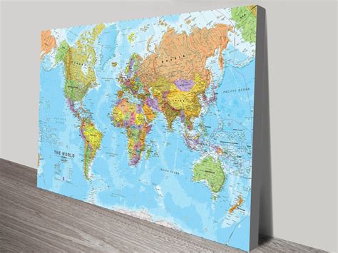 Bright & Breezy World Map Canvas Wall Art | Blue Horizon Prints Australia