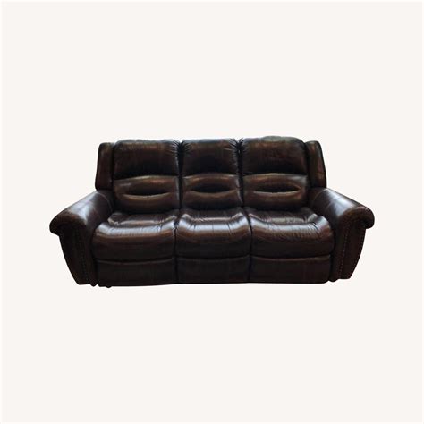 Flexsteel Leather Power Sofa Recliner - AptDeco