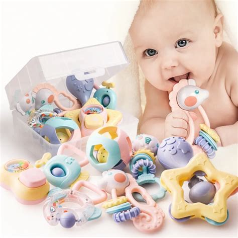 8pcsLovely Baby Toys Newborn Teether Hand Bells Baby Toys 3 12 Months ...