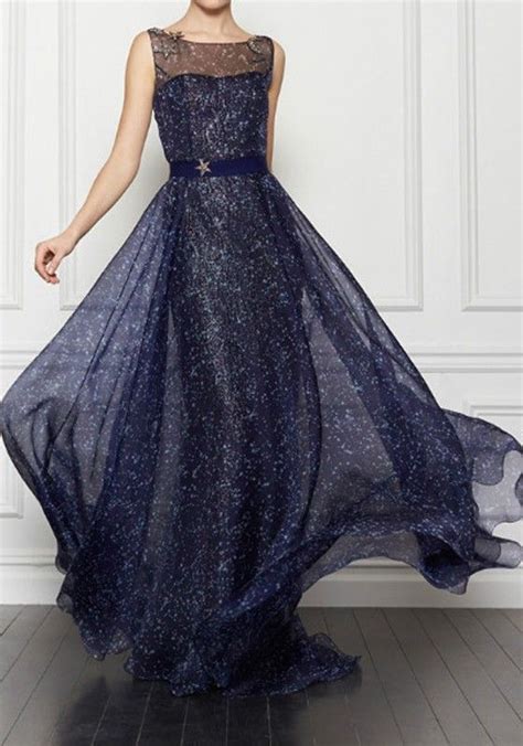 Dark Blue Galaxy Print Sleeveless Maxi Dress | Beautiful gowns, Fashion ...