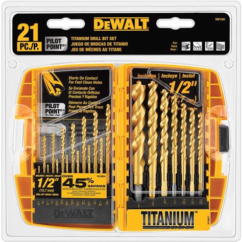 DEWALT Titanium Pilot Point Drill Bit Set (21-Piece)-DW1361 - The Home ...