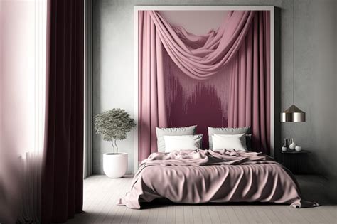 Premium AI Image | Pink bed and curtain in bedroom