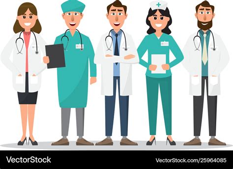 Set doctor and nurse cartoon characters Royalty Free Vector