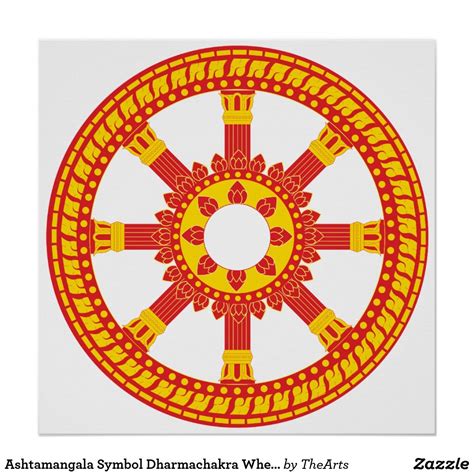 Ashtamangala Symbol Dharmachakra Wheel of Dharma Poster | Zazzle.com ...