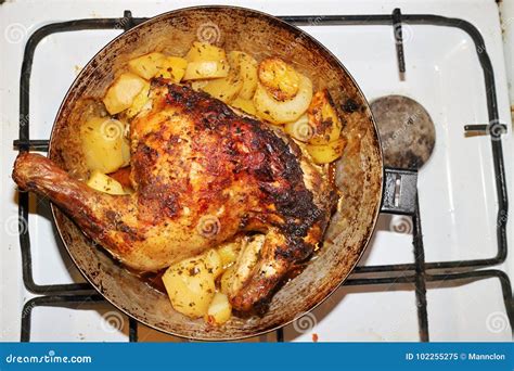 Baked Chicken with Potatoes Stock Image - Image of baked, potato: 102255275