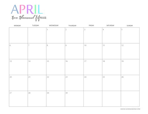 April Calendar 2015 - Viewing Gallery