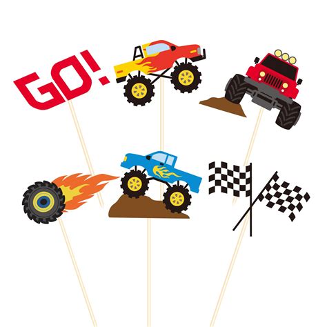 Buy 48 Pieces Monster Truck Blaze Car Cupcake Toppers RACIN Cake ...