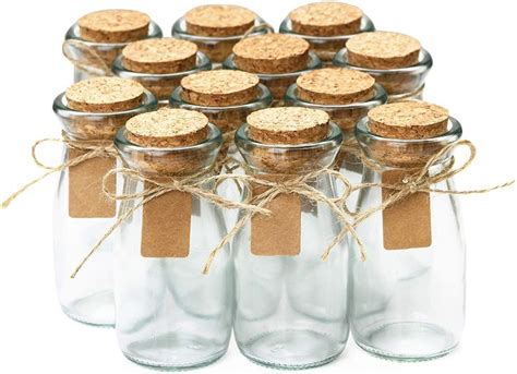 Otis Classic Small Glass Jars with Lids – Set of 12 Mini Glass Bottles ...