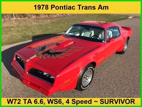 1978 Pontiac Firebird Trans Am SURVIVOR W72 WS6 4 Speed LOW Miles ...