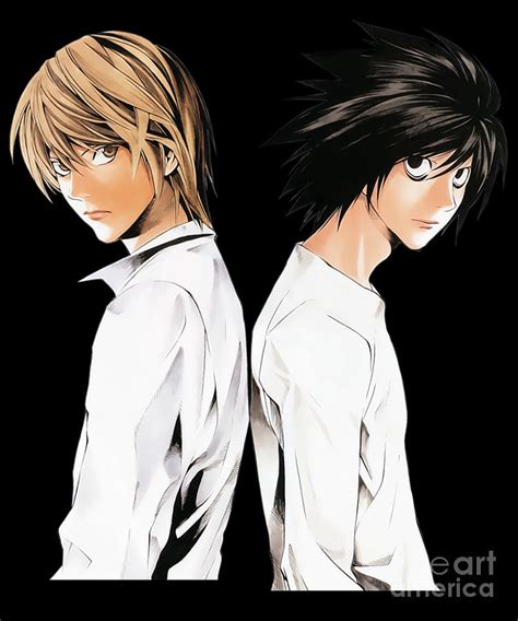 Death Note Light Yagami L Lawliet Confrontation Drawing by Fantasy Anime