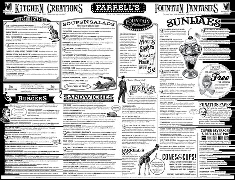 Menu at Farrell's Ice Cream Parlour restaurant, Brea, 215 S Brea Blvd