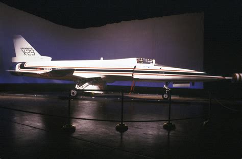 A right side view of the X-29 Advanced Technology Demonstrator aircraft ...