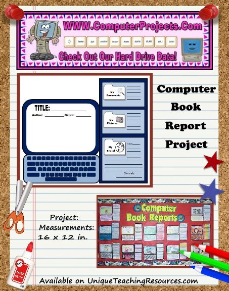 Computer Book Report Project: templates, worksheets, grading rubric ...