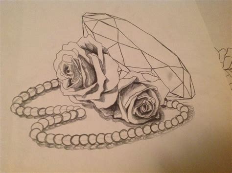 Diamond, roses, and pearls in a single drawing. It's a sketch but I can ...