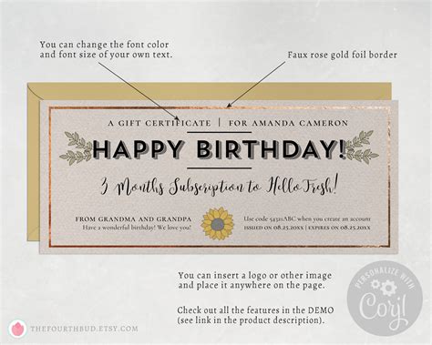 Birthday Gift Certificate Templates