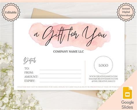 Gift Certificate Template. Editable Gift Voucher, Gift Card Template ...