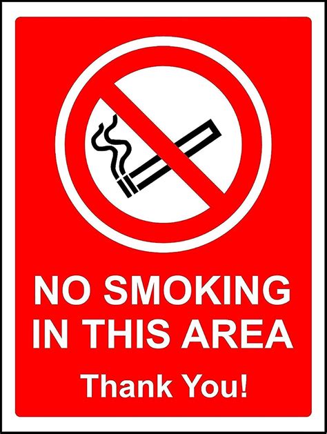 No smoking in this area safety sign - 3mm Aluminium sign 300mm x 200mm ...