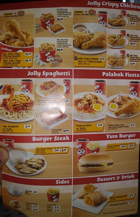 Jollibee's menu from (bcc) mall. : r/Brampton