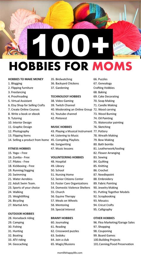 129 Hobbies for Bored Moms + Money Making Ideas | Bored mom, Hobbies ...