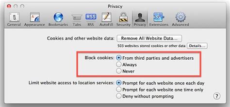 Block Third Party & Advertiser Cookies in Safari for Mac