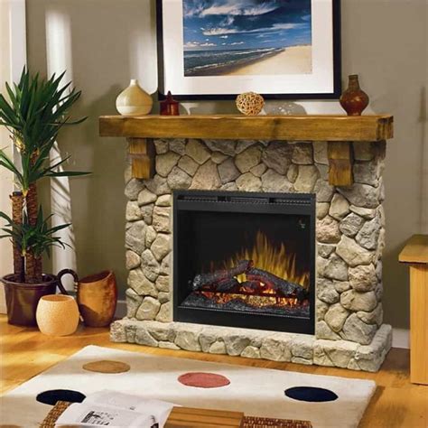 Bowery Hill 54" Electric Fireplace Mantel in Faux Stone - Fireplacess.com