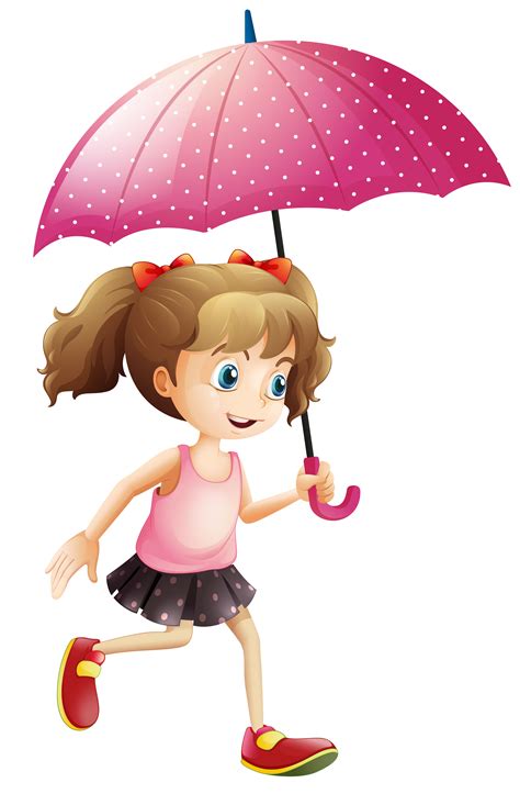 Little girl using umbrella 367789 Vector Art at Vecteezy