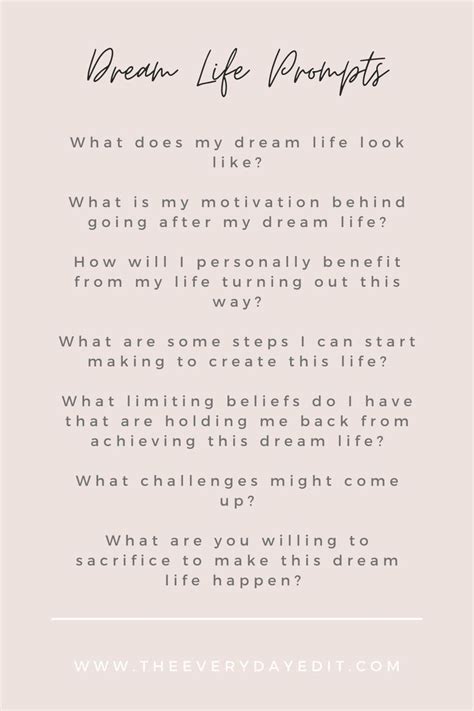 Dream Life Journal Prompts | Journaling Prompts for Dream Life | Create ...