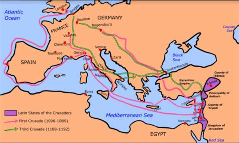 First and Third Crusade Historical Maps by Teach Simple