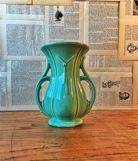 Elegant Aqua McCoy Flower Vase