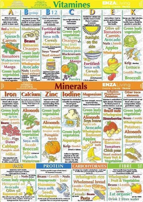 Vitamin Mineral Chart | Mineral food, Food health benefits, Avocado banana